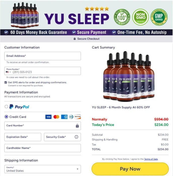 Yu Sleep secure checkout page